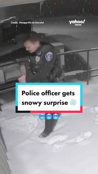SNOWSTORM SHOCKER: The pile of Snow that came Crashing on the Police officer in Wisconsin, when exiting his department’s office Has predispose the officer to…